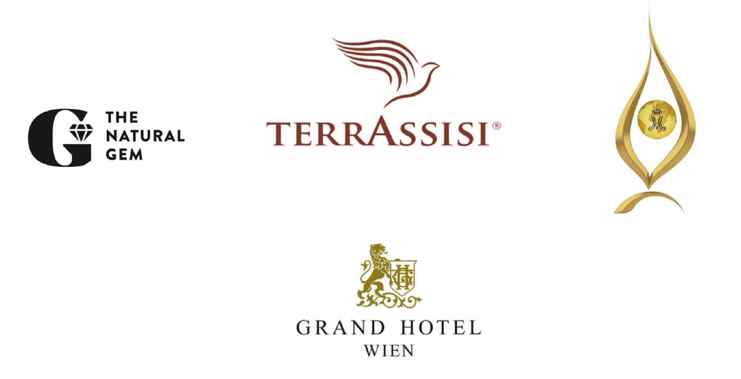 Logos von The Natural Gem, terrAssisi, Flame of Peace und Grand Hotel Wien