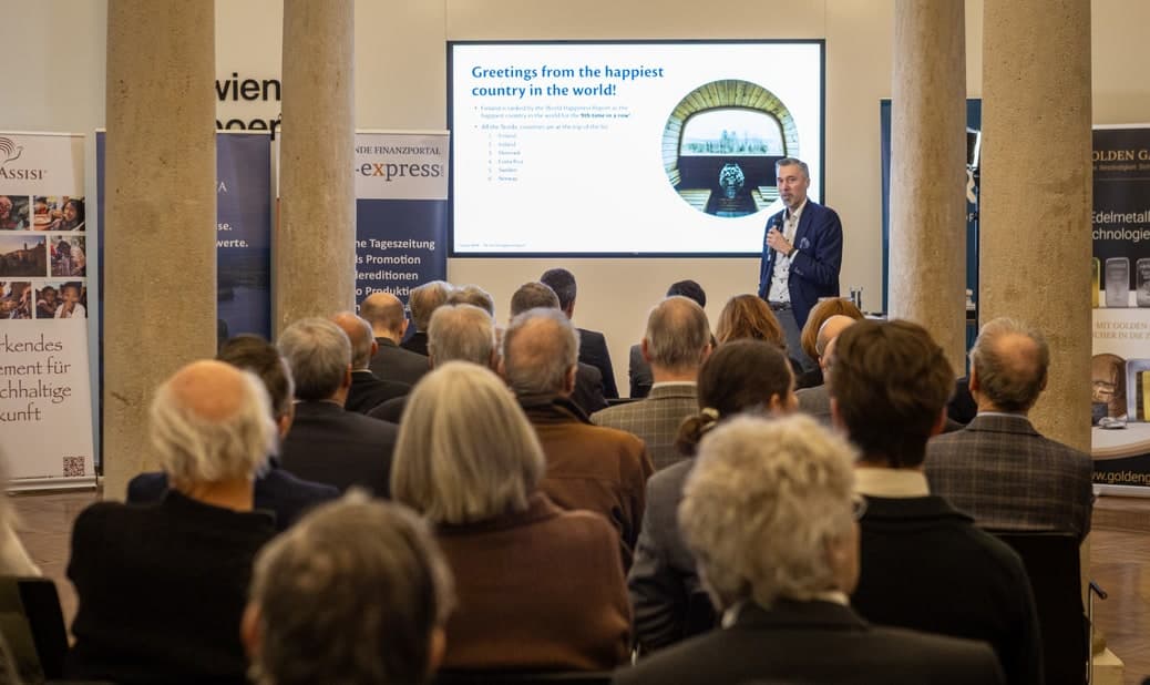 Fredrik von Knorring bei seinem Vortrag in der Wiener Börse
